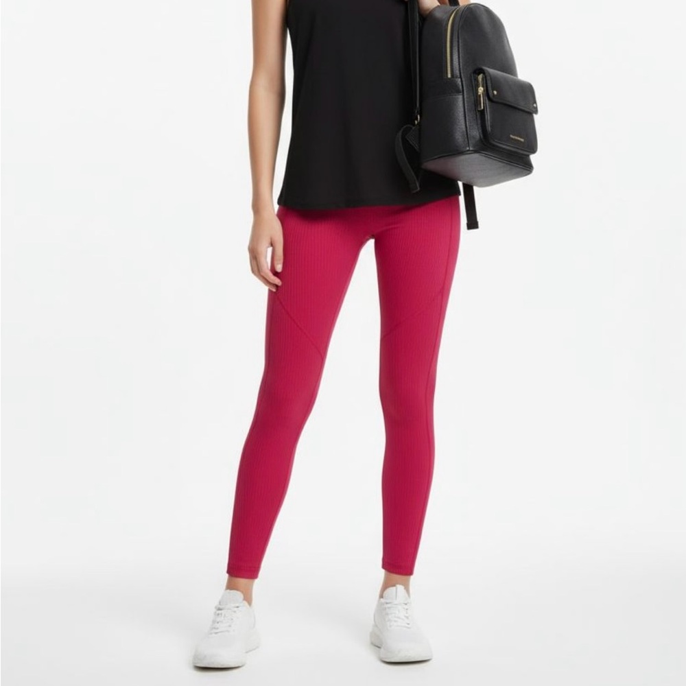 Forever 21 Hot Pink Athletic Leggings  Women’s Size Medium, Ribbed Sides Workout